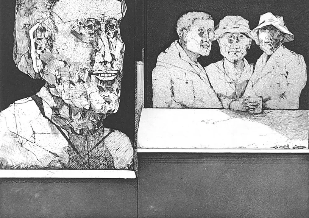 Água-Forte Plattner - Gli uomini bevono il vino del primo freddo