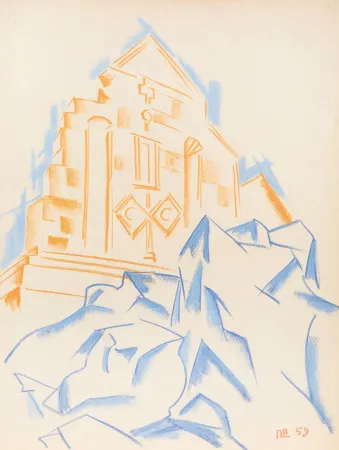 Múltiplo Plavinsky - Church on a Rock (Original pastel)