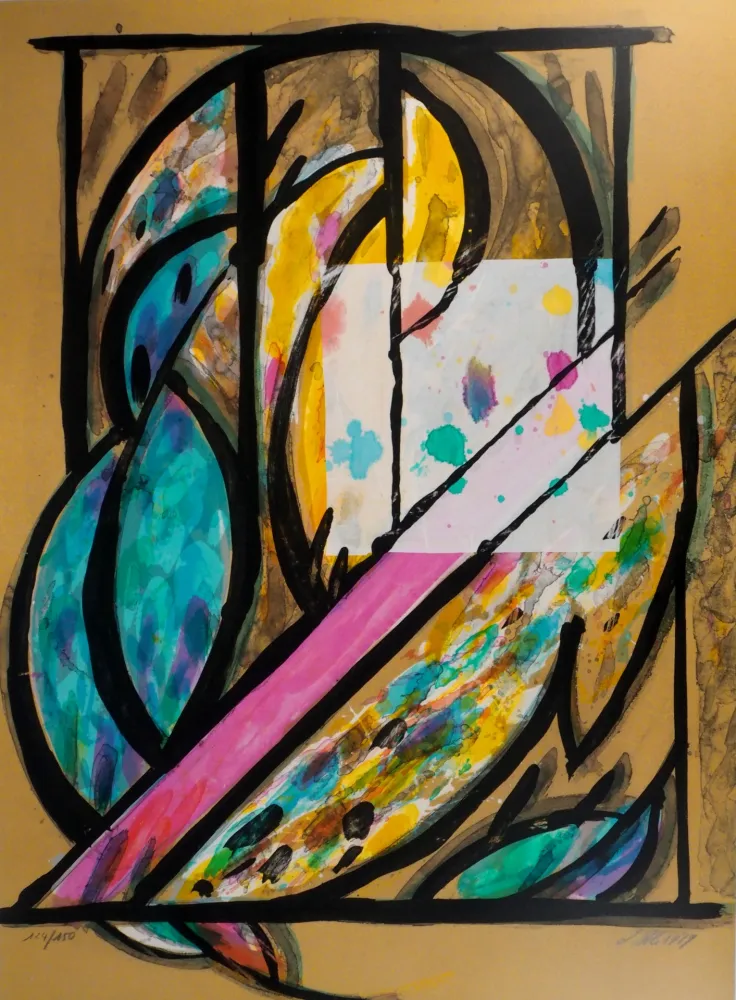 Litografia Poli - Couple de Perruches