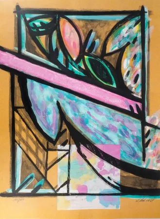 Litografia Poli - Perruches à la fenêtre