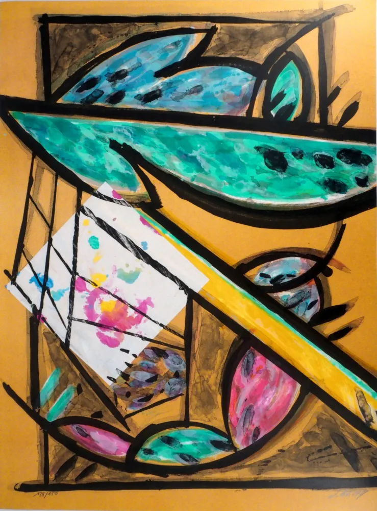 Litografia Poli - Perruches dans le jardin