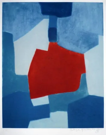 Gravura Poliakoff - Composition bleue et rouge