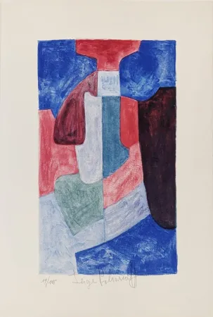Litografia Poliakoff - Composition bleue, verte et rouge L78, 