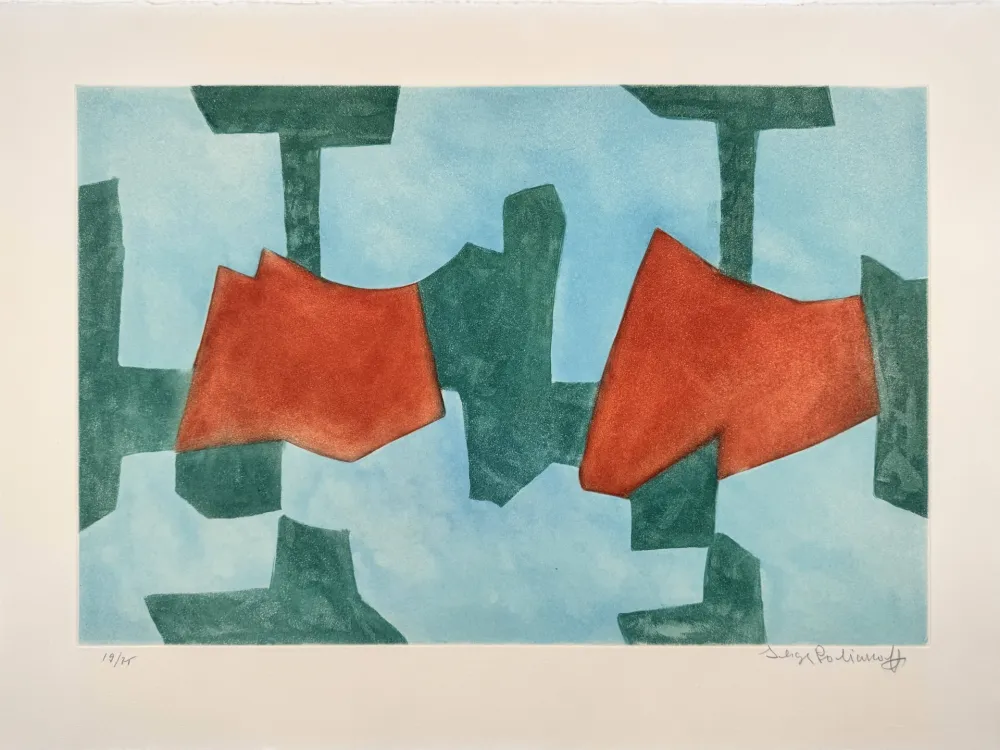 Água-Tinta Poliakoff - Composition bleue, verte et rouge XXXIV 