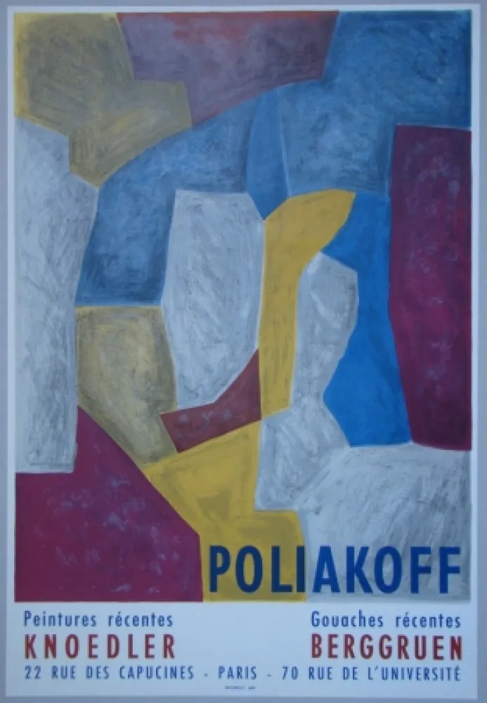 Cartaz Poliakoff - Composition carmin,jaune, grise et bleue