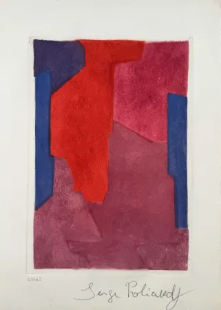 Água-Forte E Água-Tinta Poliakoff - Composition mauve, bleue et rouge XXI 