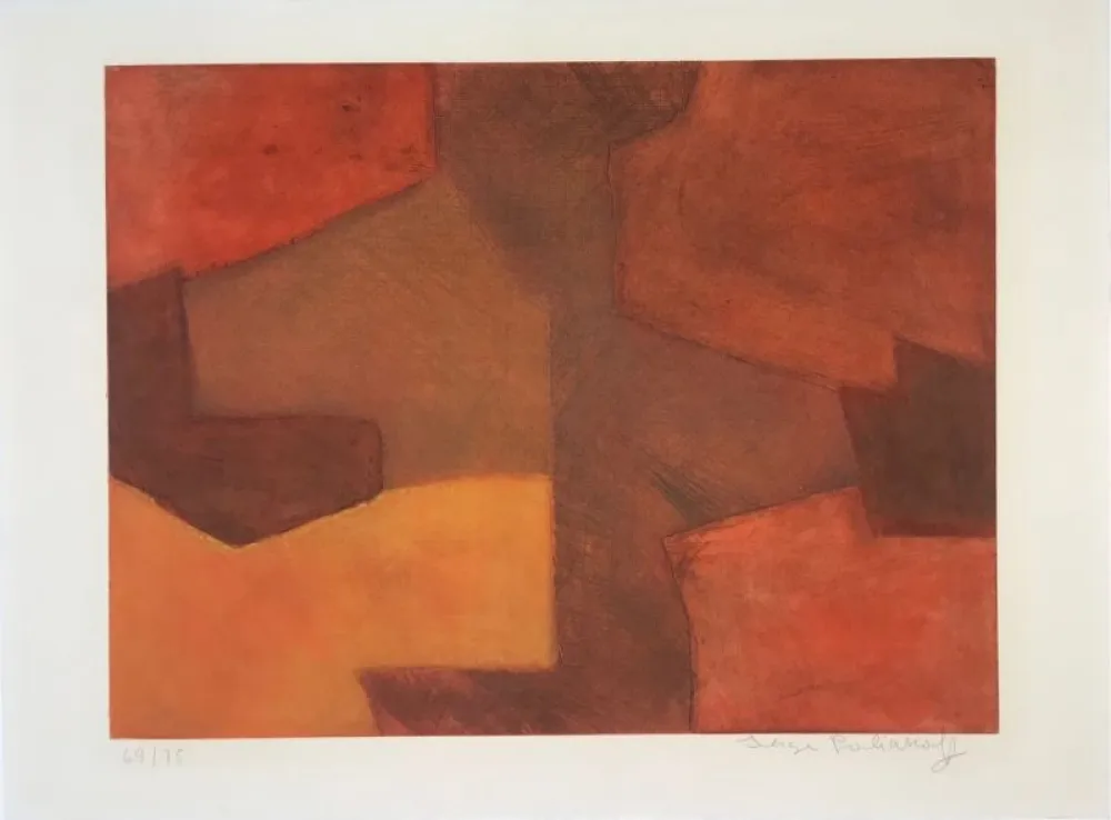 Gravura Poliakoff - Composition orange et rouge XXIX 