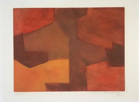 Gravura Poliakoff - Composition orange et rouge XXIX 