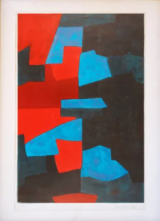 Litografia Poliakoff - Composition rouge, bleue et noire L72 