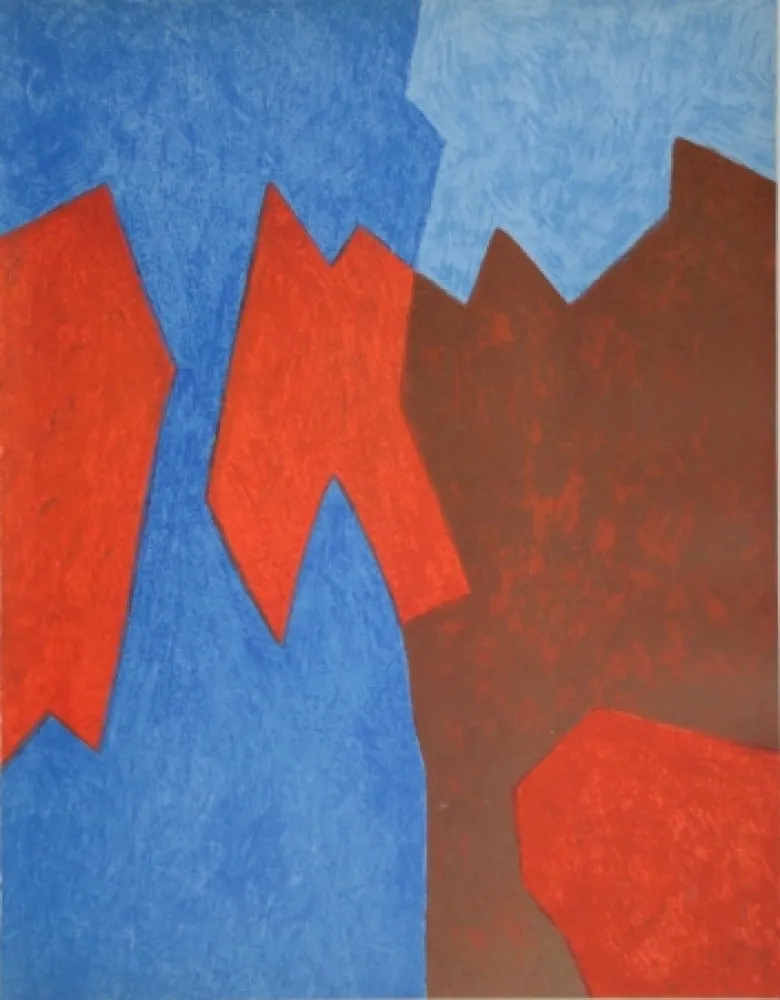 Litografia Poliakoff - Composition rouge et bleue