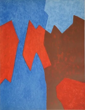 Litografia Poliakoff - Composition rouge et bleue