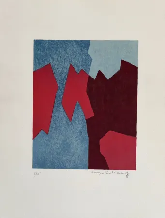 Litografia Poliakoff - Composition rouge et bleue L68 