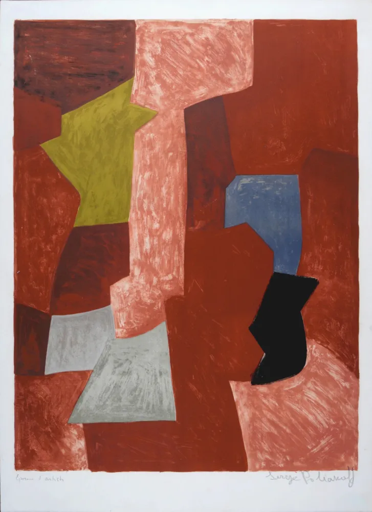Litografia Poliakoff - Composition rouge, jaune et bleue, 1957 - Hand-signed!