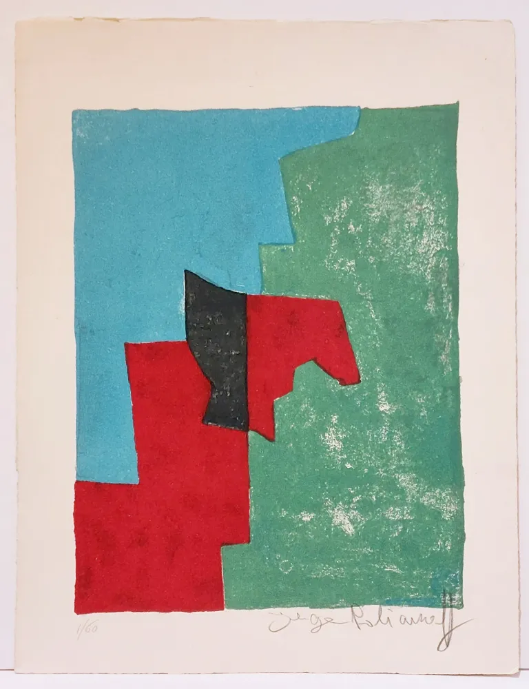 Litografia Poliakoff - Composition rouge, verte et bleue L32 
