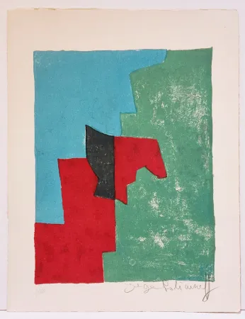 Litografia Poliakoff - Composition rouge, verte et bleue L32 