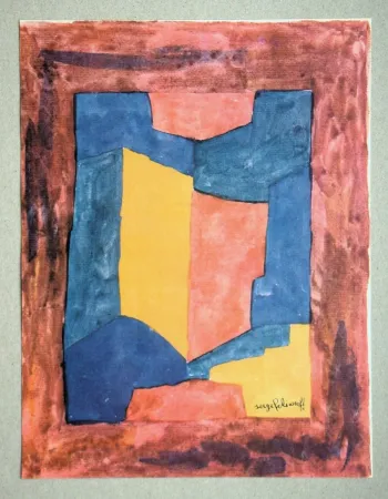 Litografia Poliakoff - Gouache, 1967