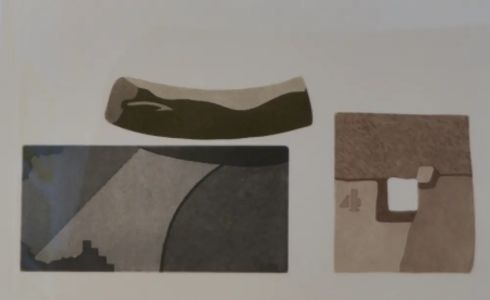 Água-Forte E Água-Tinta Pomodoro - Composizione con tre forme in nero