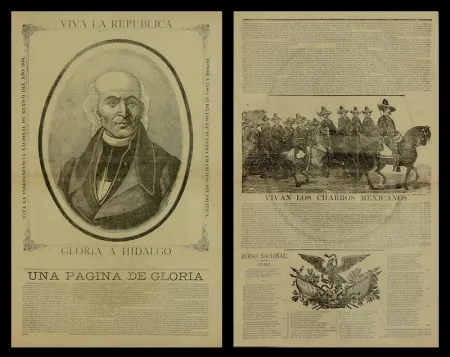 Xilogravura Posada - Viva la Republica - Gloria a Hidalgo/Vivan Los Charros