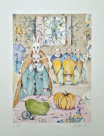 Litografia Possenti - Interno con zucca