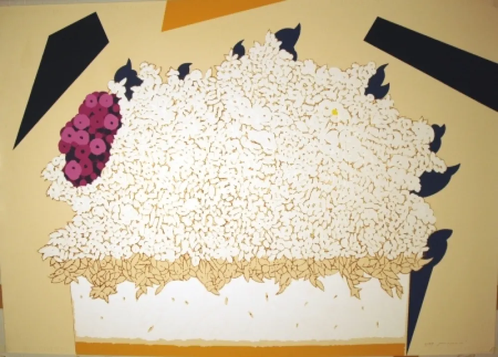 Serigrafia Pozzati - Fiori bianchi