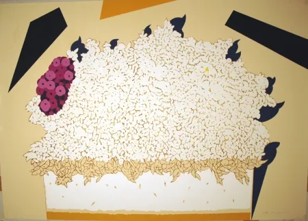 Serigrafia Pozzati - Fiori bianchi