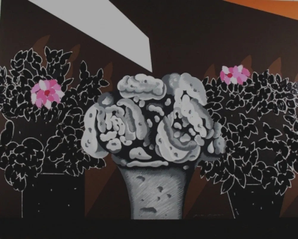 Serigrafia Pozzati - Fiori neri