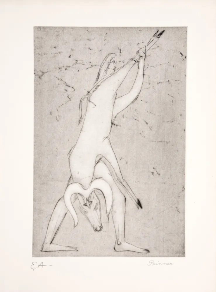 Água-Forte Prinner - Le livre des morts Égyptiens, 1948.