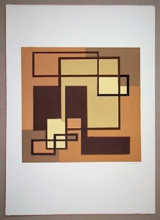 Litografia Radice - Compositione astratta marrone