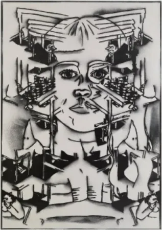 Linogravura Ratcliff - No wonder nobody will play with you if you insist on being white all the time