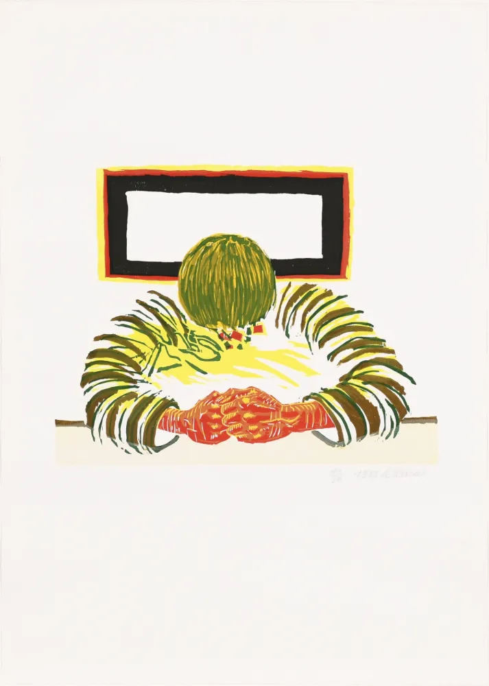 Xilogravura Raveel - Dubbende man