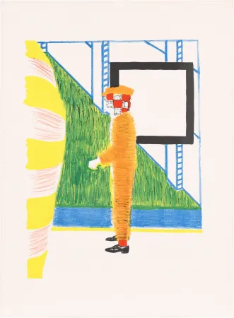 Litografia Raveel - Gesprek in tuin (Conversation in the garden)