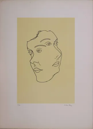 Litografia Ray - Les six masques voyants