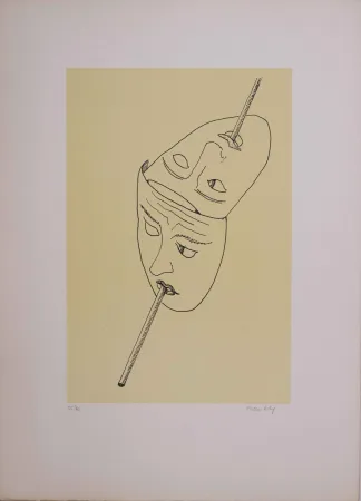 Litografia Ray - Les six masques voyants