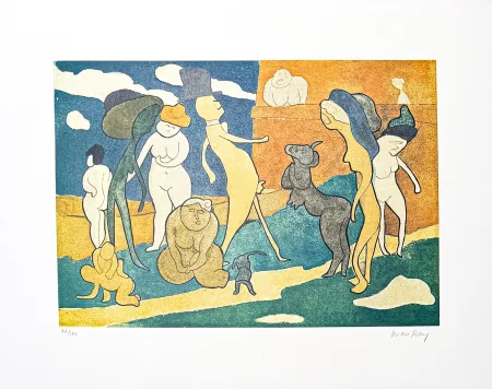 Litografia Ray - Man Ray (1890–1976) - Premier Promenade - color lithograph on paper - 1960