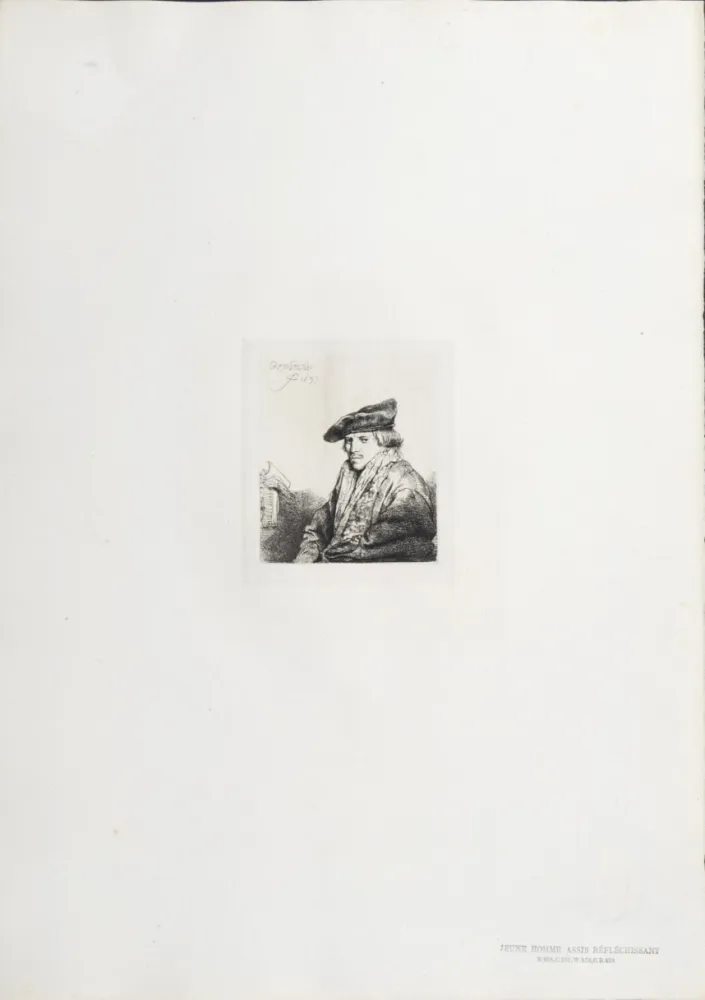 Heliogravura Rembrandt - Jeune Homme assis réfléchissant