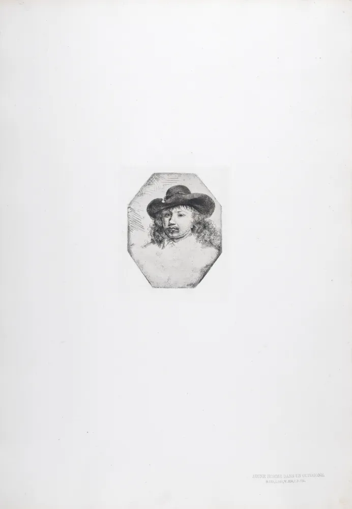 Heliogravura Rembrandt - Jeune homme dans un octogone