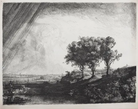 Heliogravura Rembrandt - Les trois arbres, circa 1870