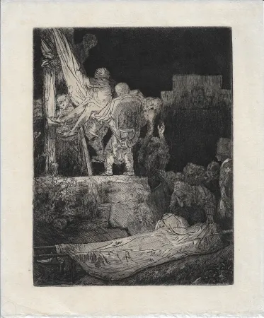 Gravura Rembrandt - The Descent from the Cross by Torchlight