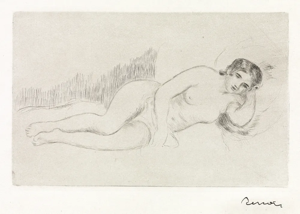 Gravura Renoir - Femme nue couche (tournée a droite) 1ere planche 