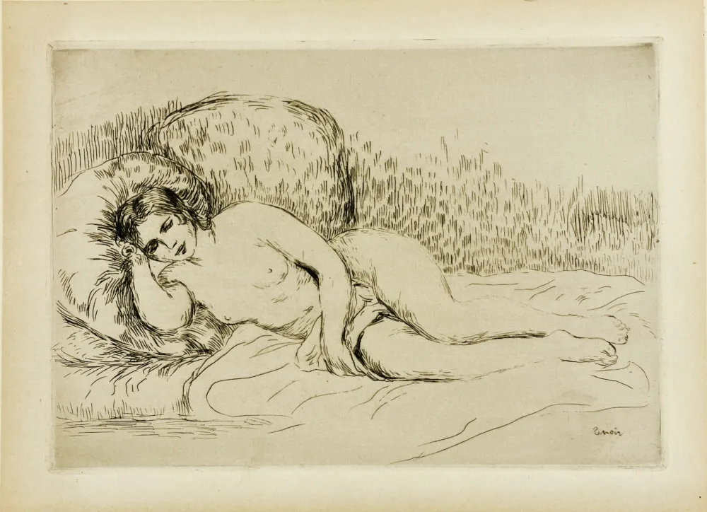 Água-Forte Renoir - Femme nue couchée (tournée à gauche), 1906