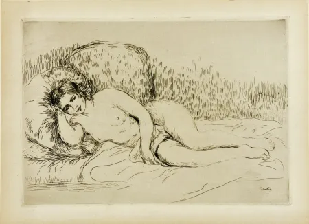 Água-Forte Renoir - Femme nue couchée (tournée à gauche), 1906