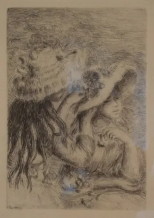 Gravura Renoir - Le Chapeau Épinglé. La Fille de Berthe Morisot et sa Cousine.