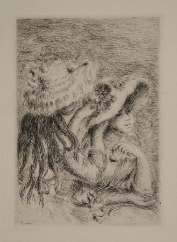 Gravura Renoir - Le Chapeau Épinglé. La Fille de Berthe Morisot et sa Cousine