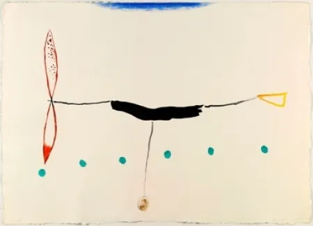 Gravura Riera I Aragó - Avión alargado cola amarilla 