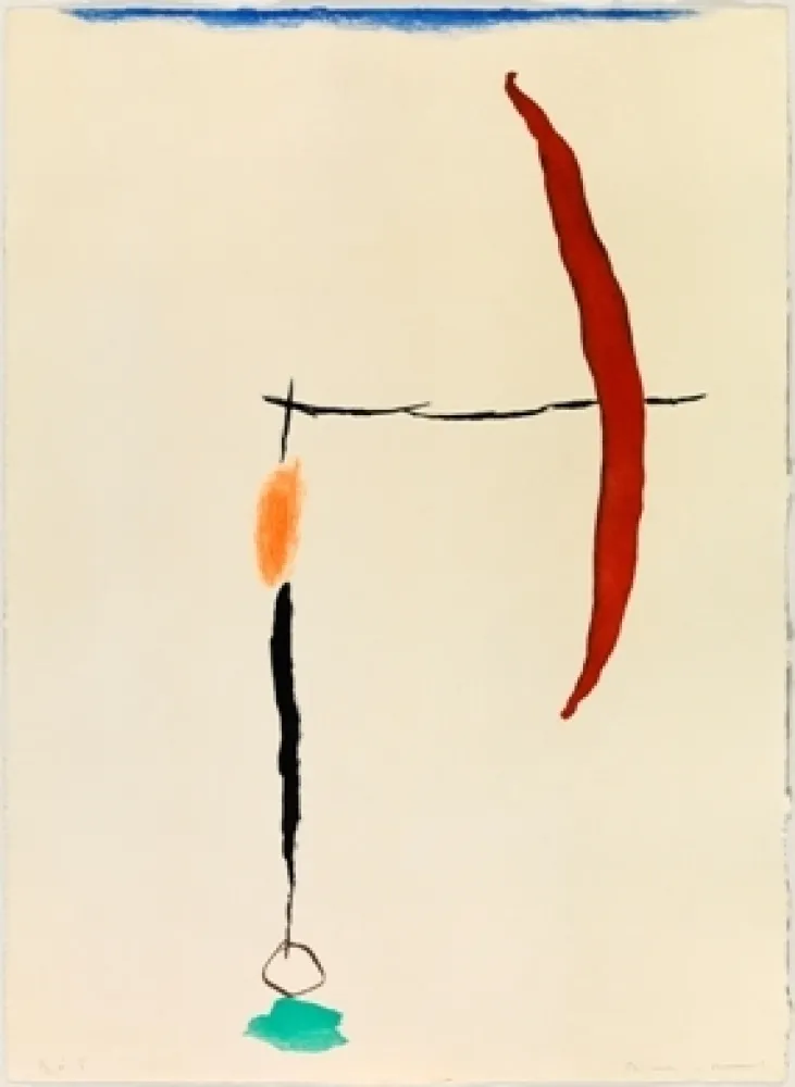 Gravura Riera I Aragó - Avión en ángulo con amarillo 