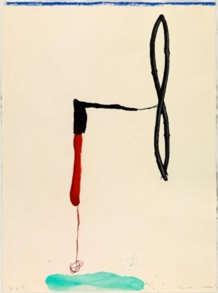 Gravura Riera I Aragó - Avión en ángulo sobre agua