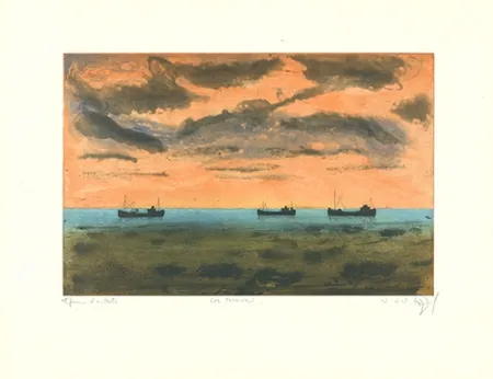 Água-Forte E Água-Tinta Rigal J.j.j. - Thonniers au large de Rosas