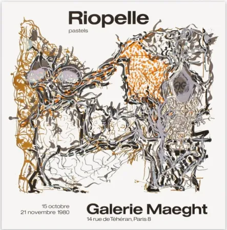 Cartaz Riopelle - AFFICHE EN LITHOGRAPHIE pour l'exposition 