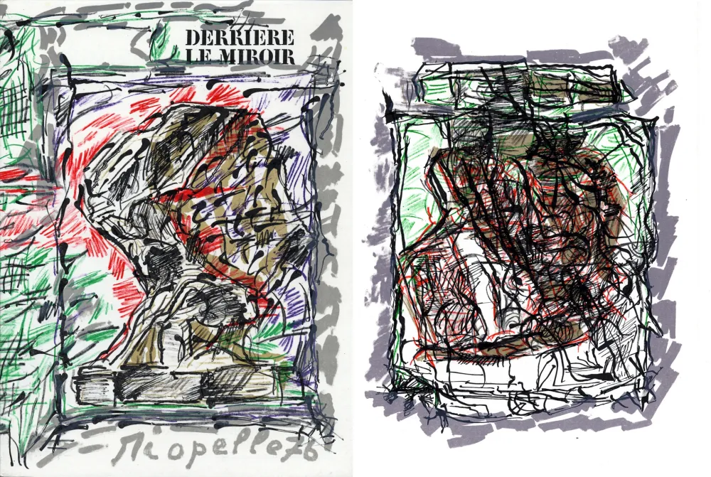 Livro Ilustrado Riopelle - Derrière le Miroir n° 218. RIOPELLE. 4 LITHOGRAPHIES ORIGINALES. Mars 1976.