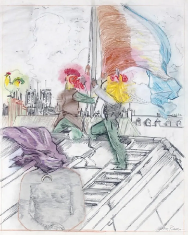 Litografia Rivers - Raising the Flag